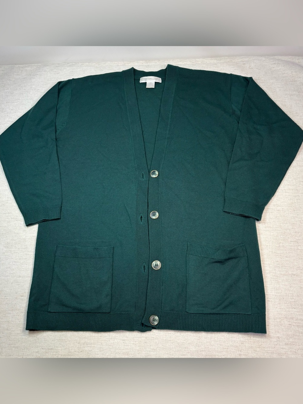 Preston & York women size M long sleeve wool blend Cardigan sweater in green